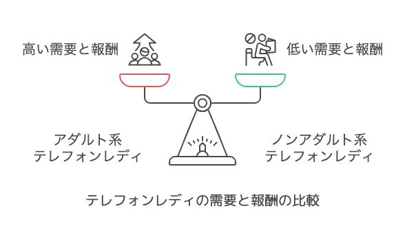テレフォンレディの需要と報酬の比較